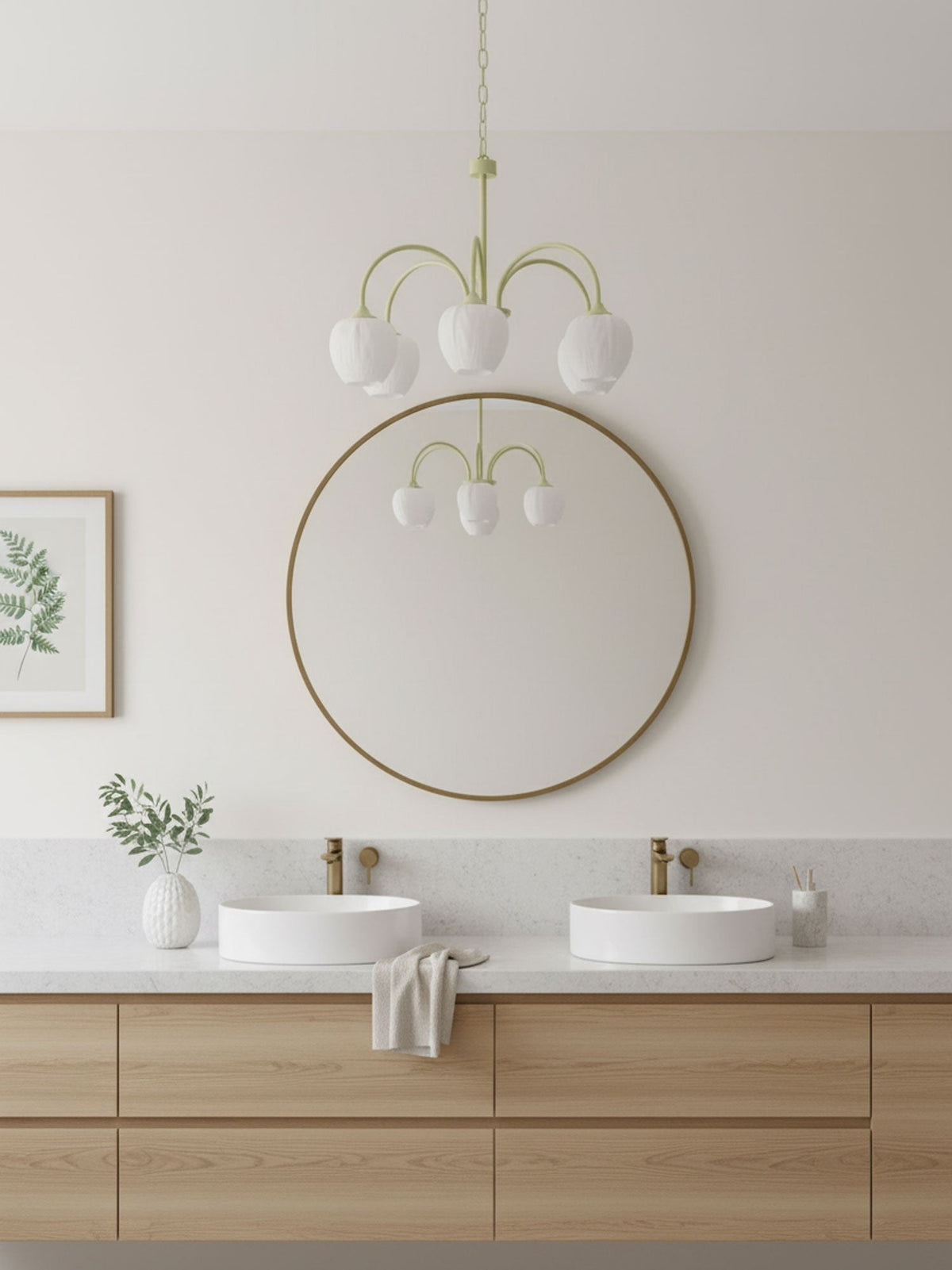 Tulip Matcha Glass Chandelier