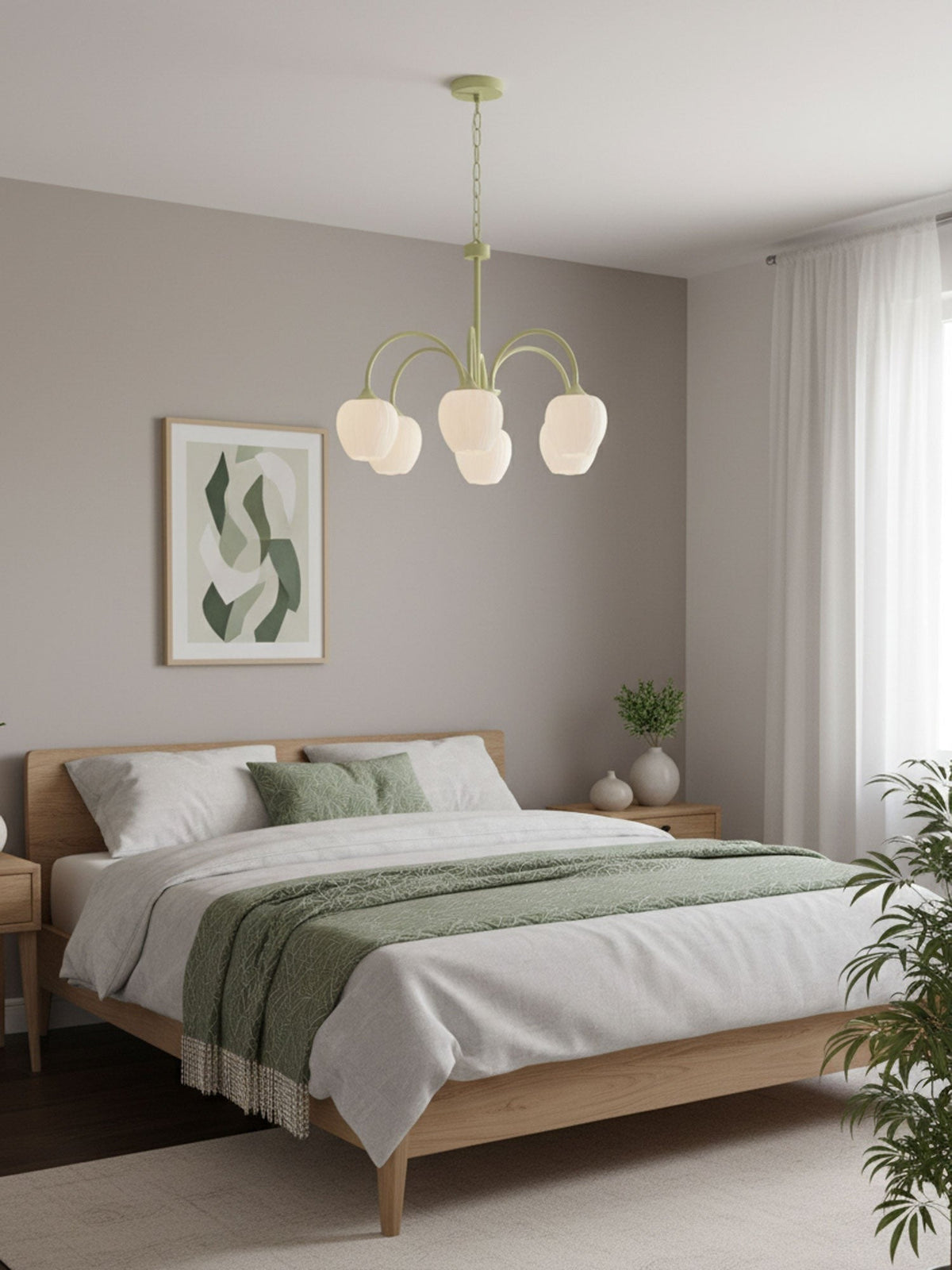 Tulip Matcha Glass Chandelier