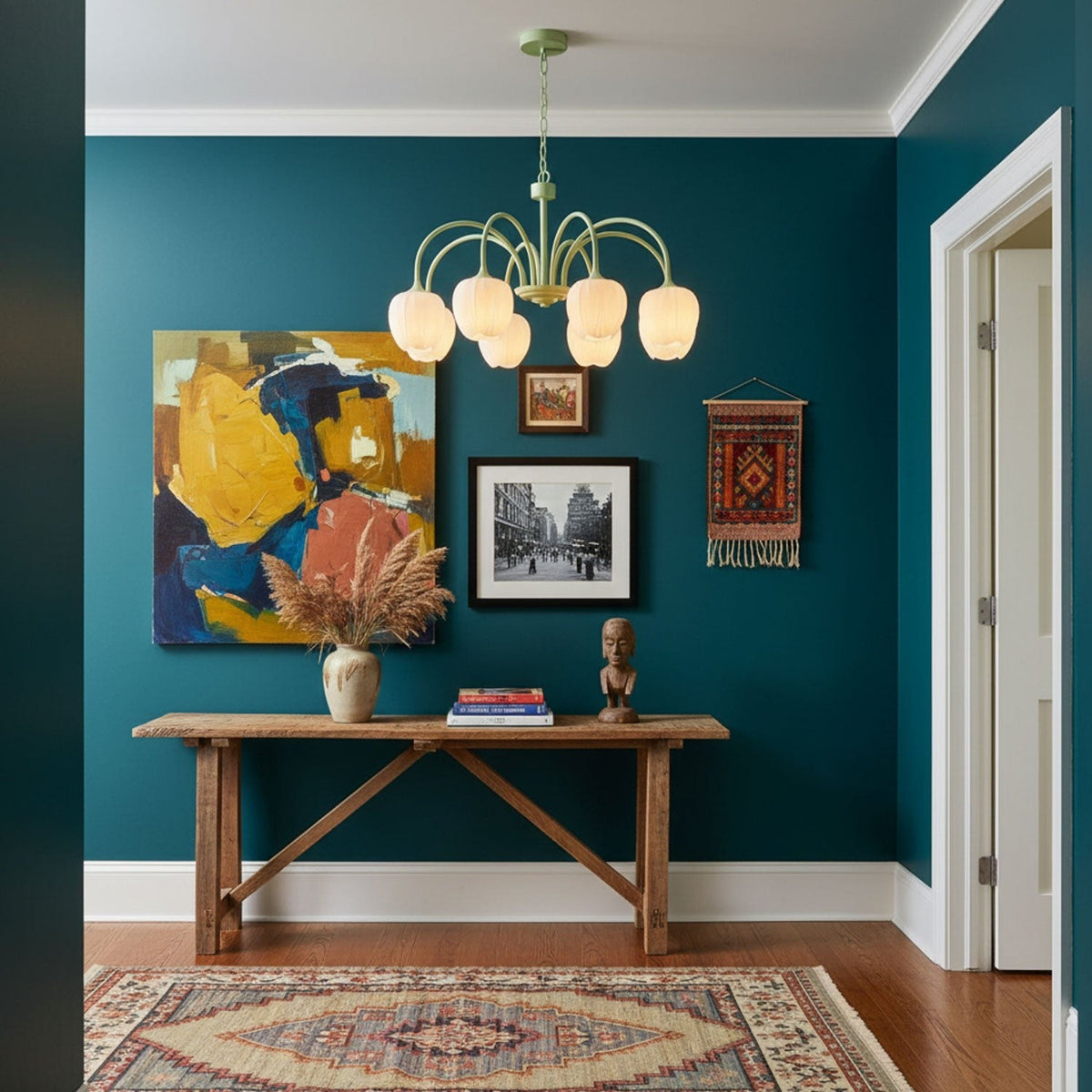 Tulip Matcha Glass Chandelier
