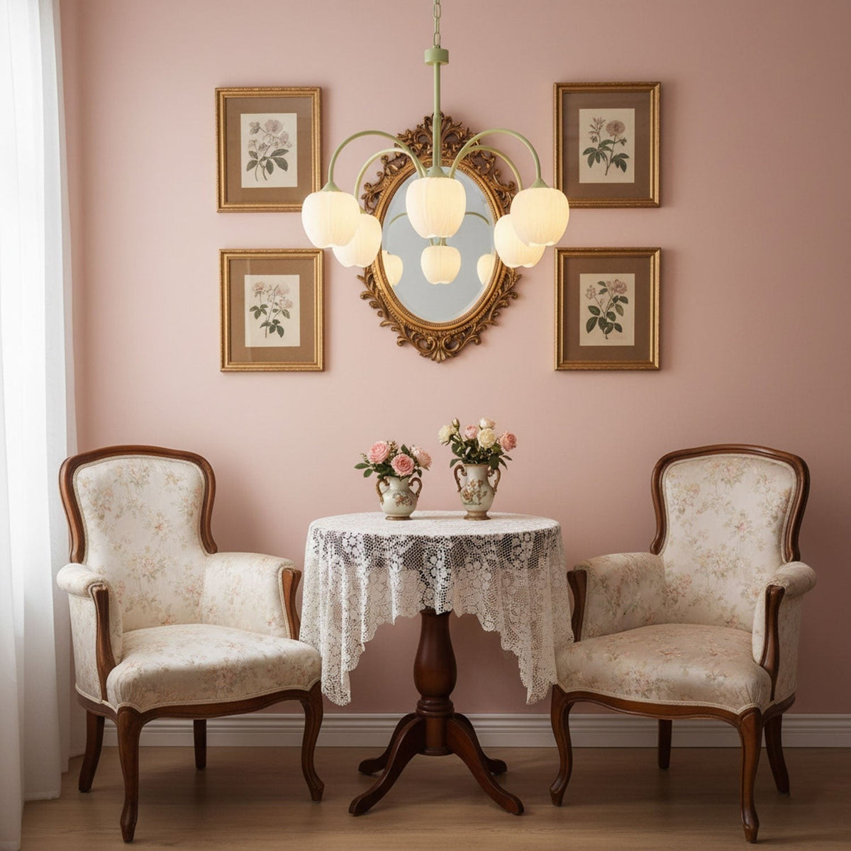 Tulip Matcha Glass Chandelier
