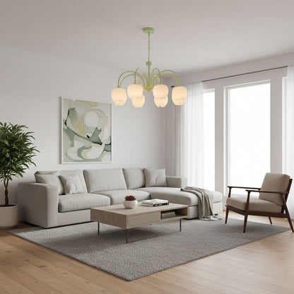 Tulip Matcha Glass Chandelier