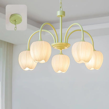 Tulip Matcha Glass Chandelier