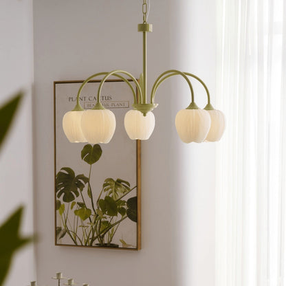 Tulip Matcha Glass Chandelier