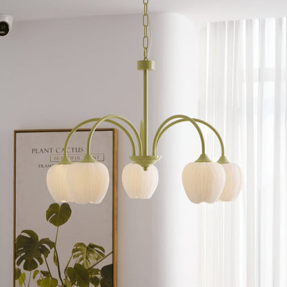 Tulip Matcha Glass Chandelier