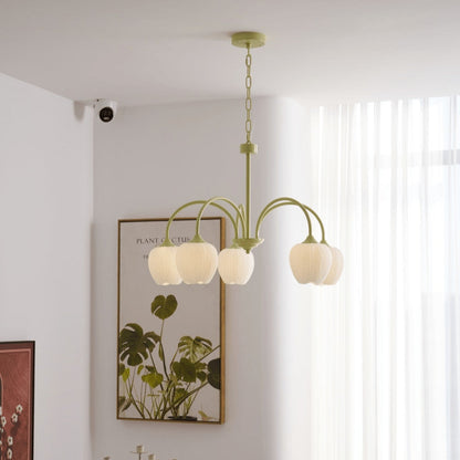 Tulip Matcha Glass Chandelier