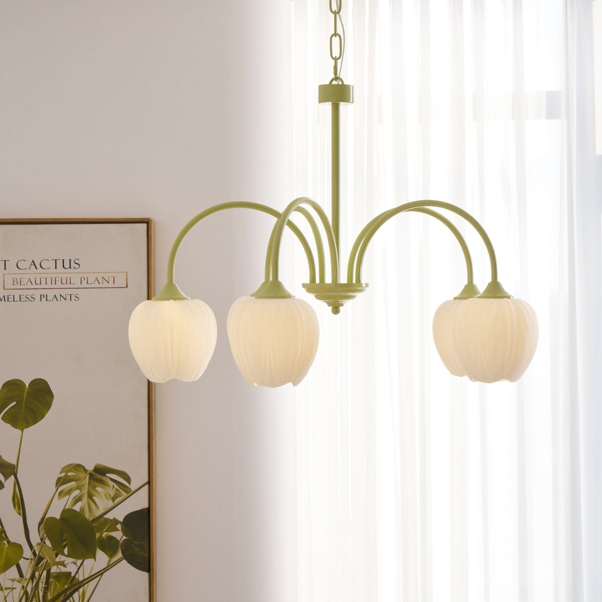 Tulip Matcha Glass Chandelier