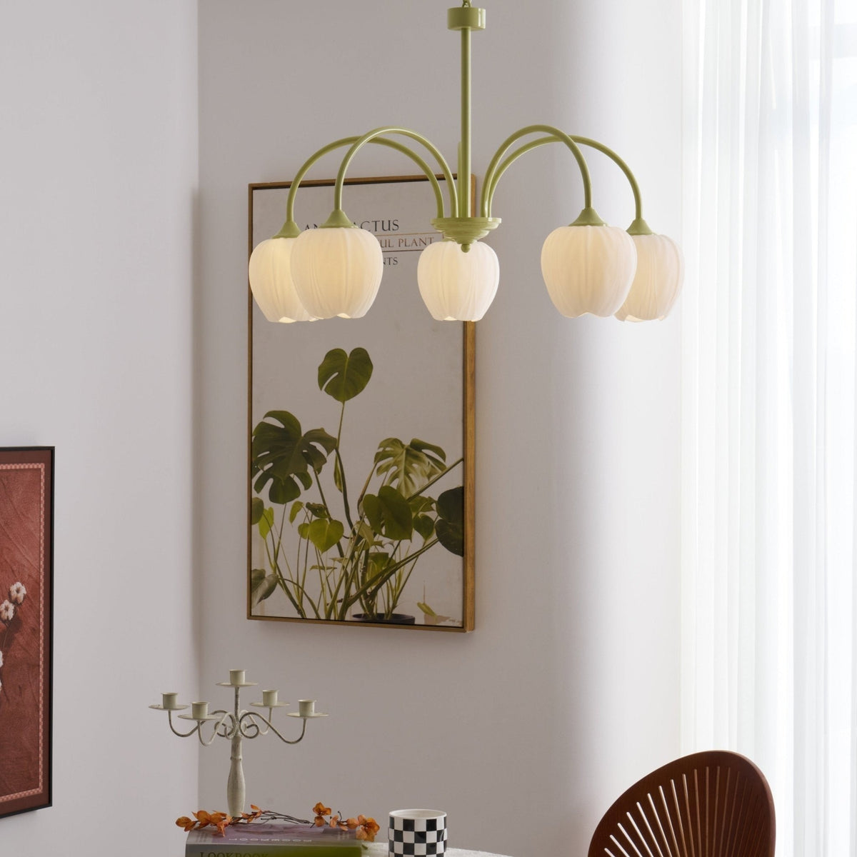 Tulip Matcha Glass Chandelier