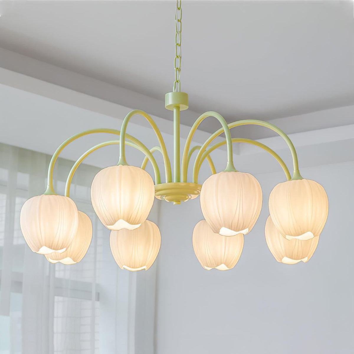 Tulip Matcha Glass Chandelier
