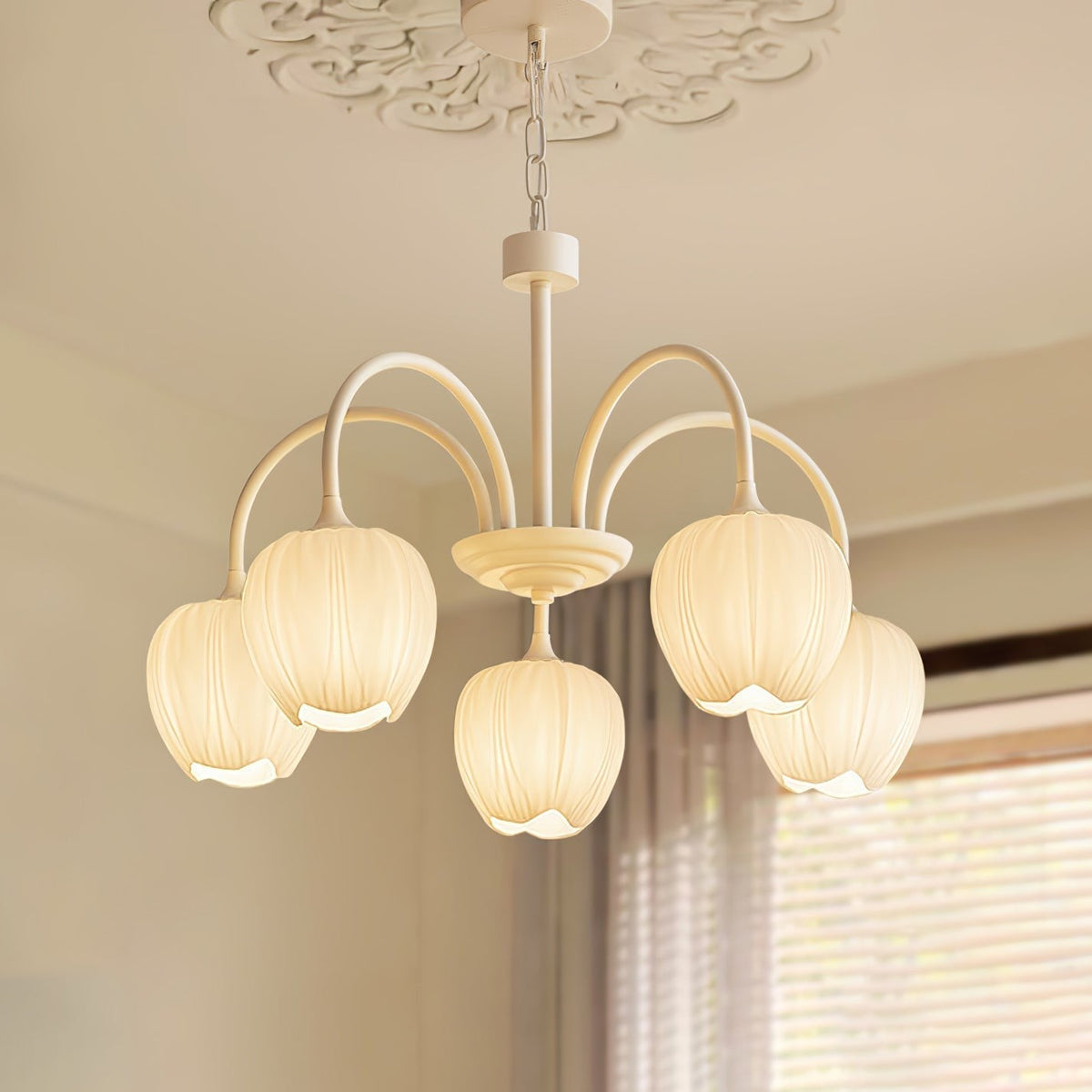 Tulip Matcha Glass Chandelier