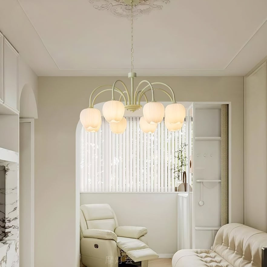 Tulip Matcha Glass Chandelier