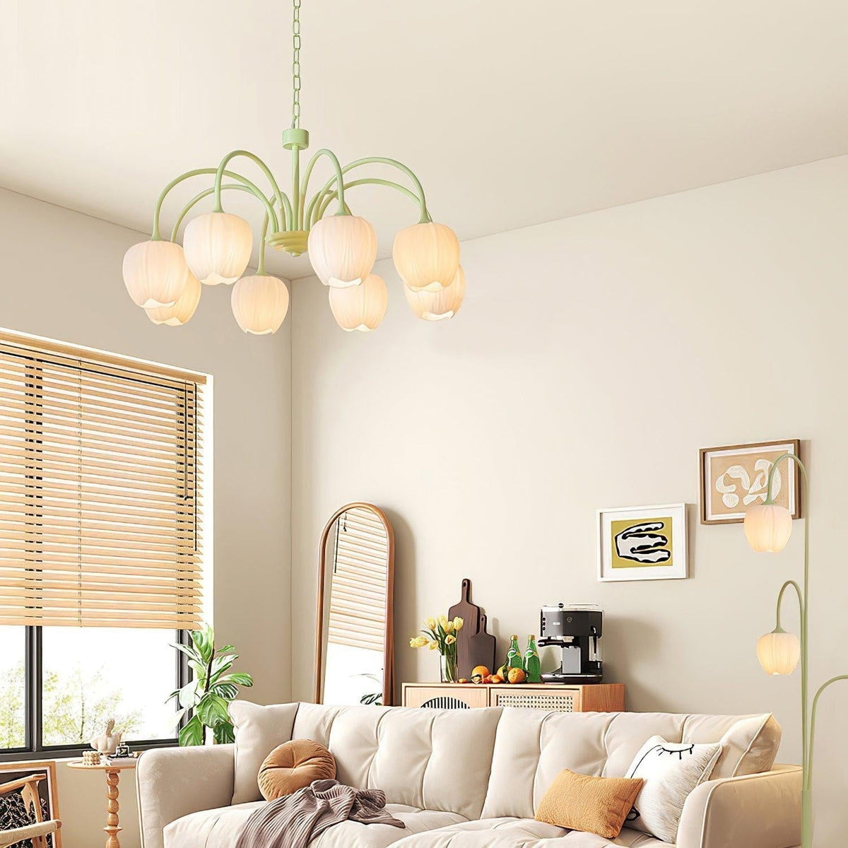 Tulip Matcha Glass Chandelier