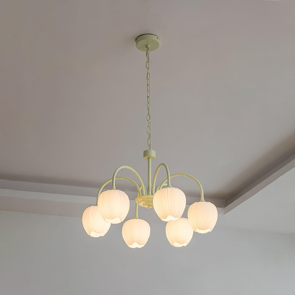 Tulip Matcha Glass Chandelier