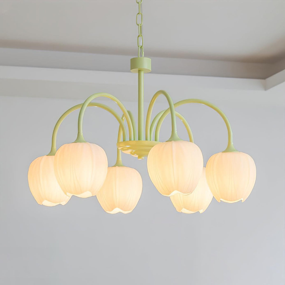 Tulip Matcha Glass Chandelier