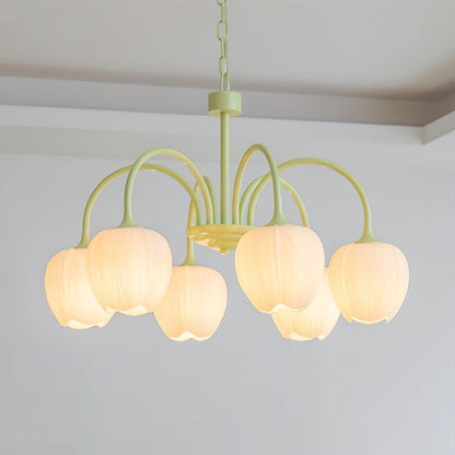 Tulip Matcha Glass Chandelier