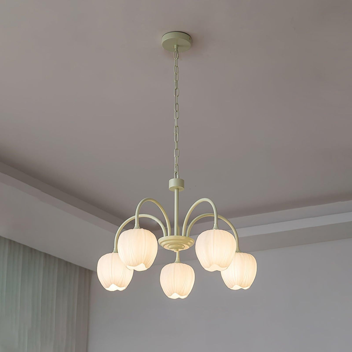 Tulip Matcha Glass Chandelier