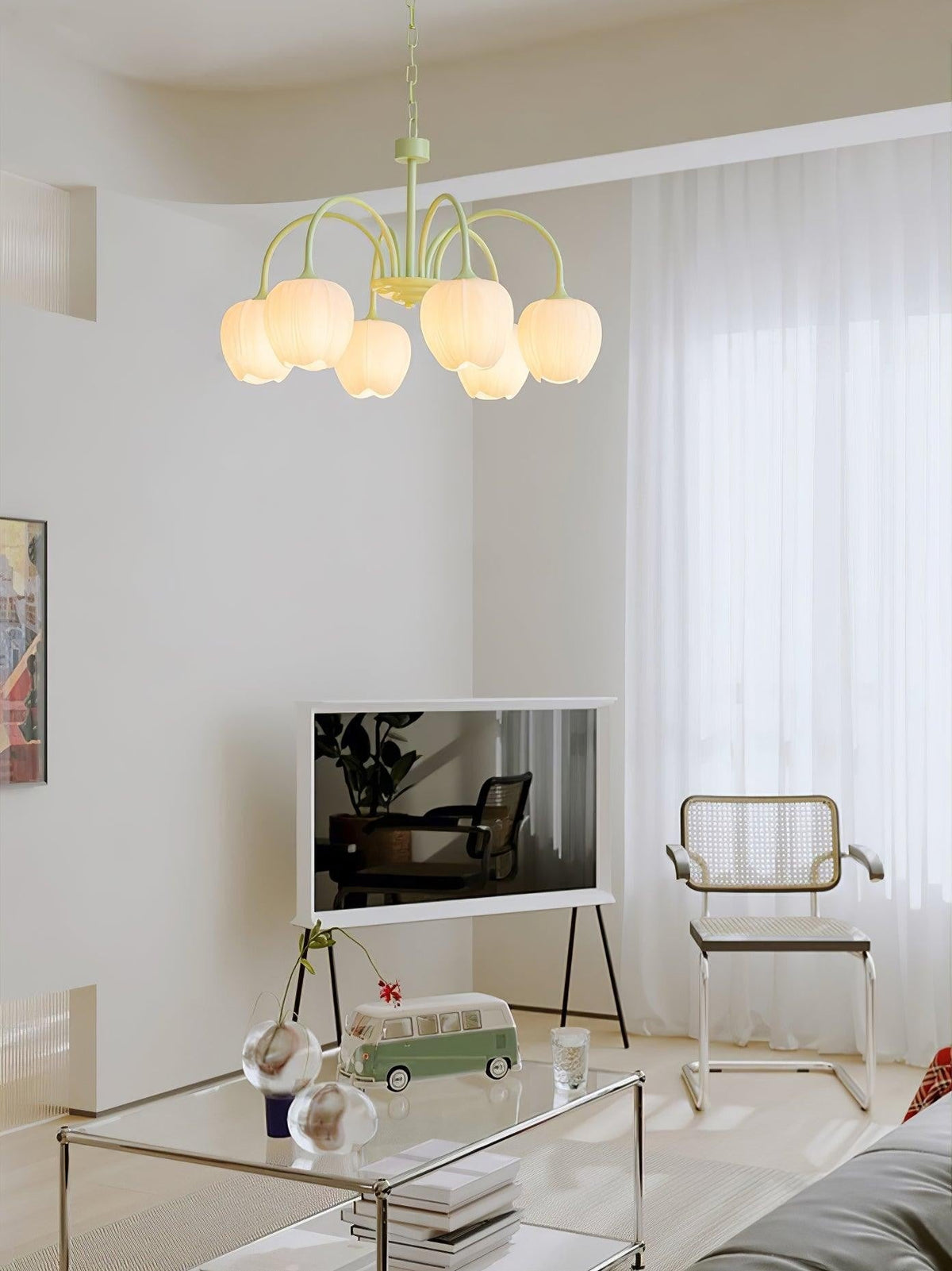 Tulip Matcha Glass Chandelier