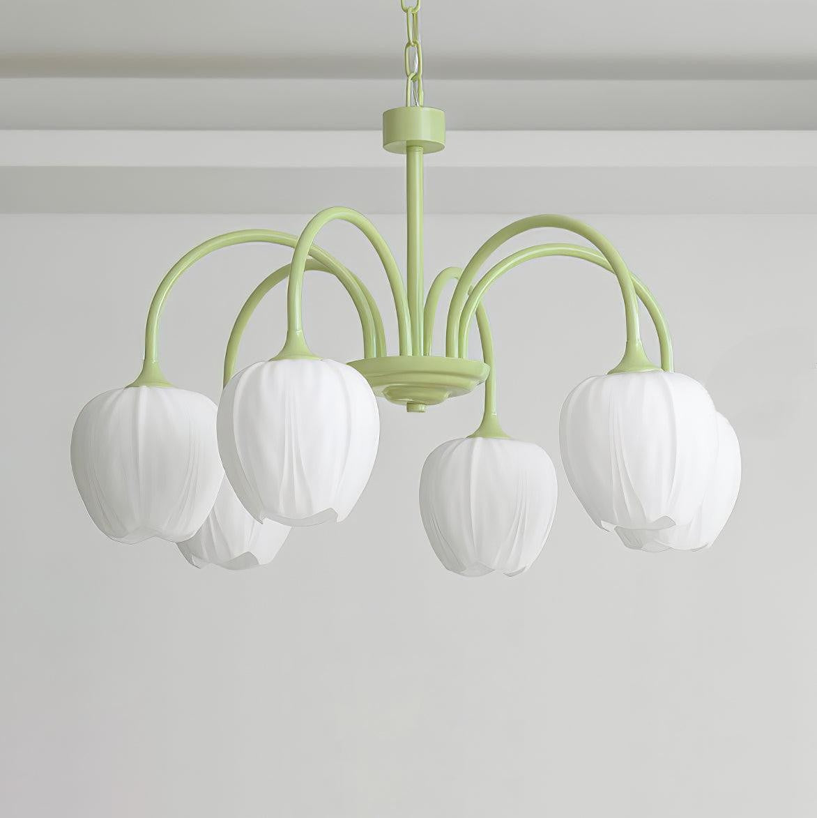 Tulip Matcha Glass Chandelier