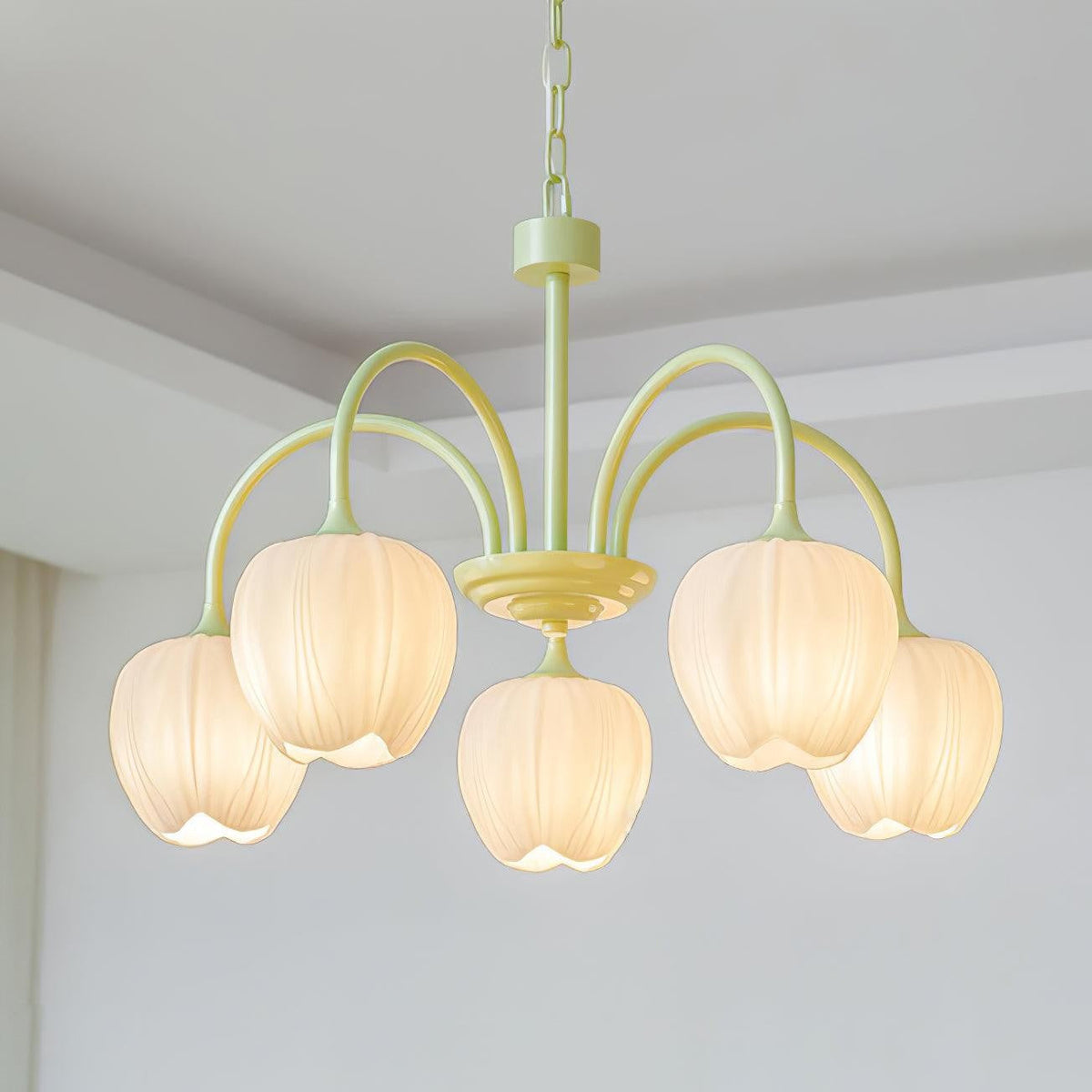 Tulip Matcha Glass Chandelier