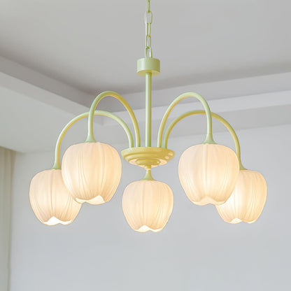 Tulip Matcha Glass Chandelier