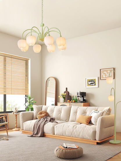Tulip Matcha Glass Chandelier