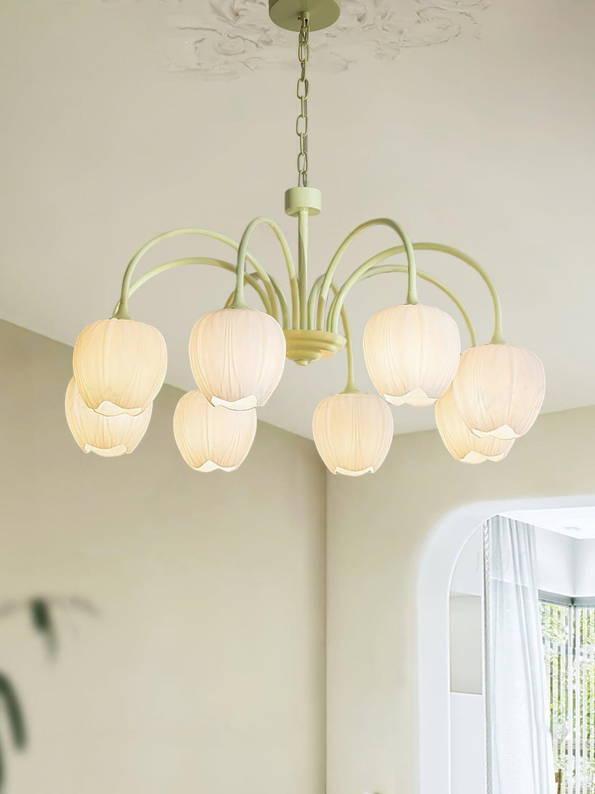 Tulip Matcha Glass Chandelier