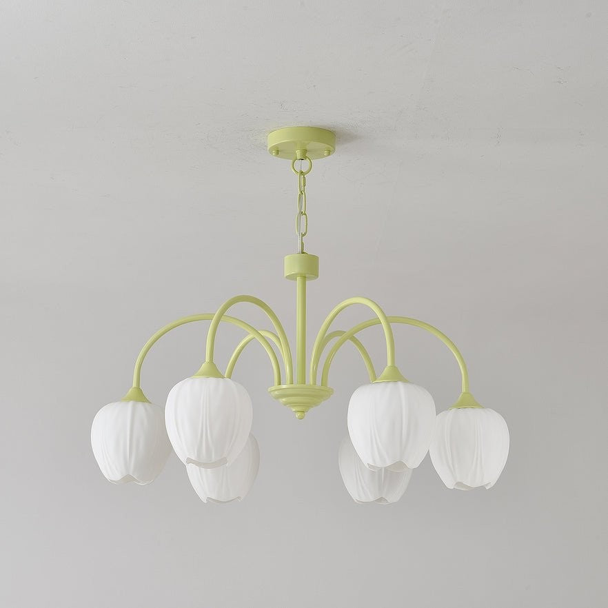 Tulip Matcha Glass Chandelier