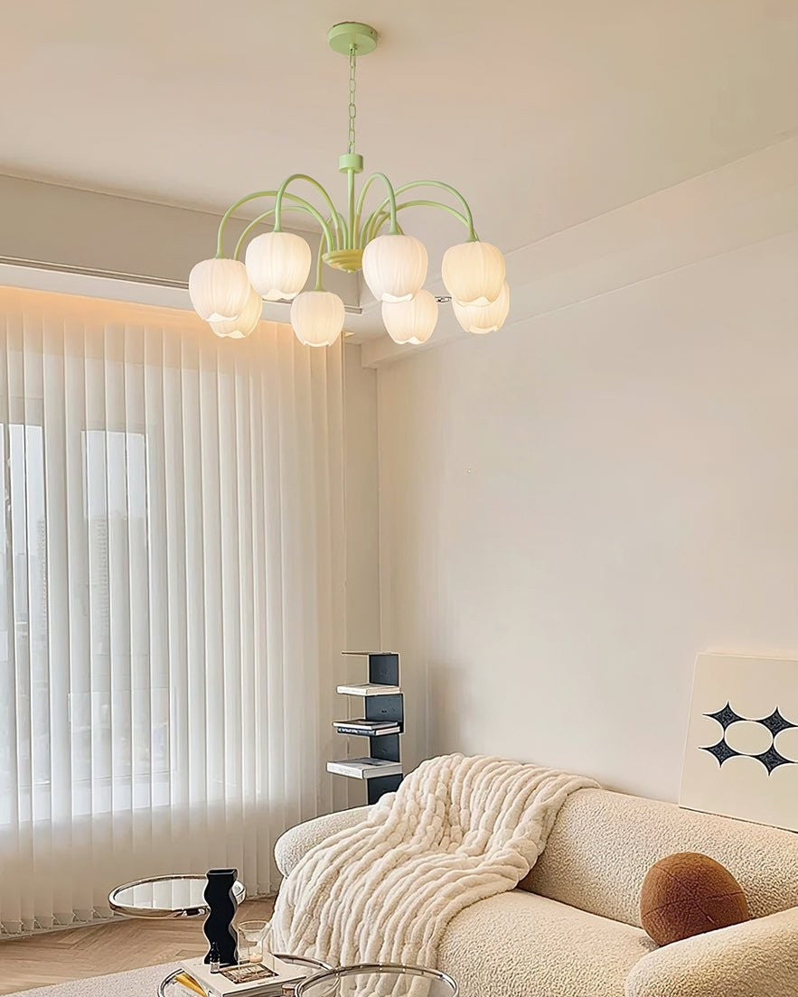 Tulip Matcha Glass Chandelier