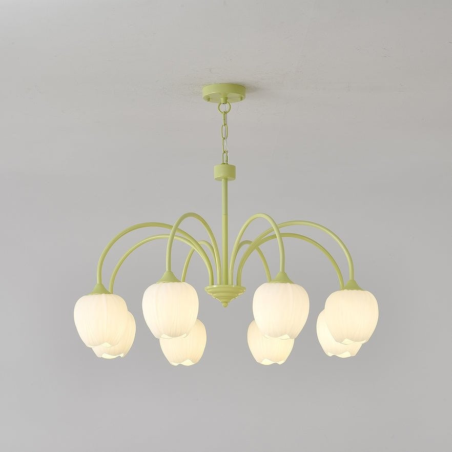 Tulip Matcha Glass Chandelier