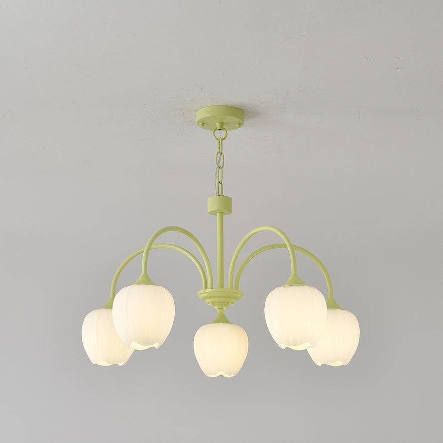 Tulip Matcha Glass Chandelier