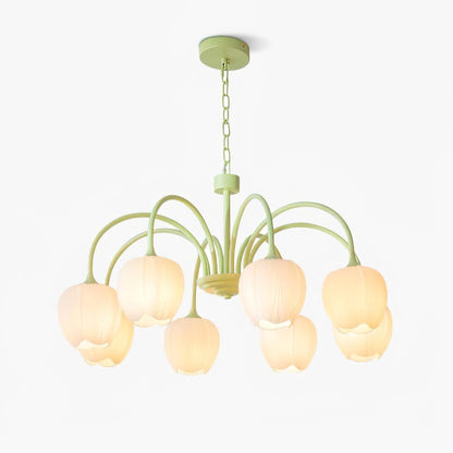Tulip Matcha Glass Chandelier