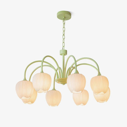 Tulip Matcha Glass Chandelier