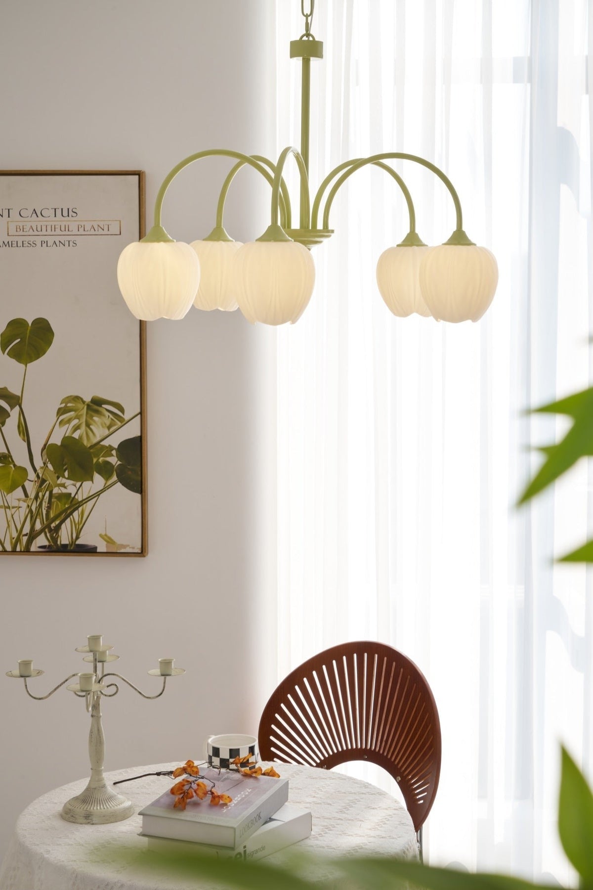 Tulip Matcha Glass Chandelier