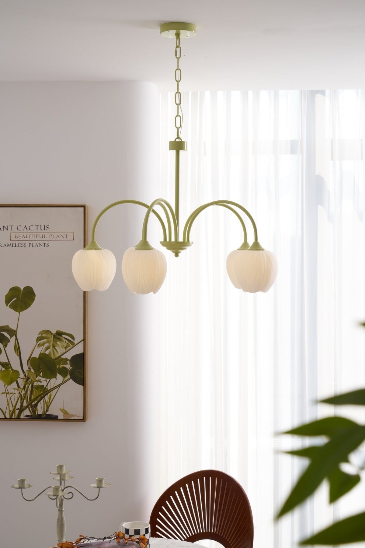 Tulip Matcha Glass Chandelier