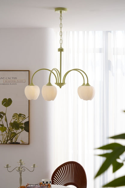 Tulip Matcha Glass Chandelier