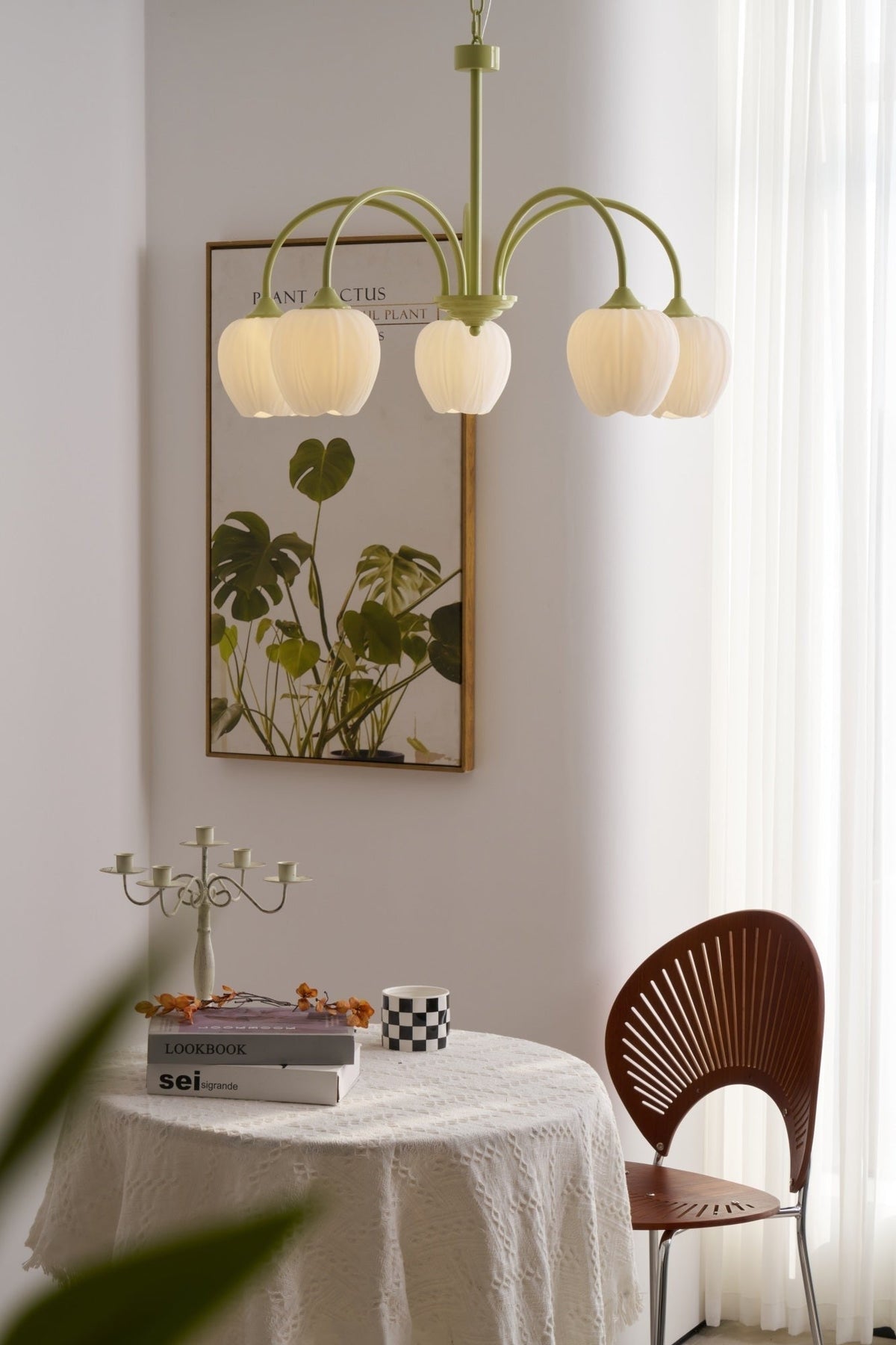 Tulip Matcha Glass Chandelier