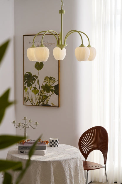 Tulip Matcha Glass Chandelier