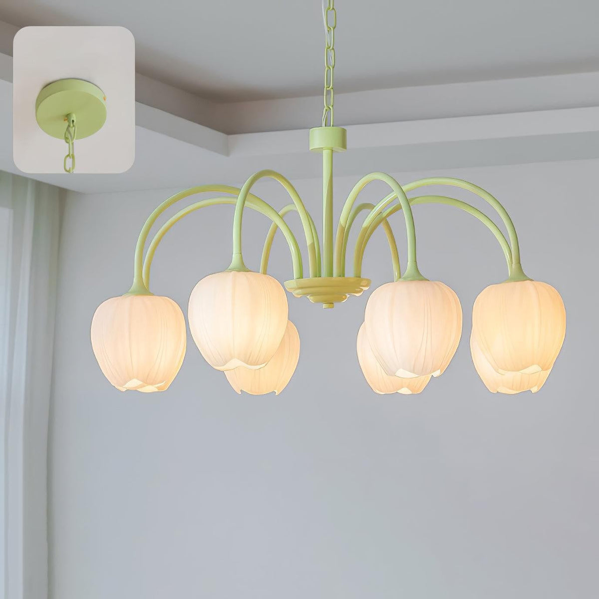 Tulip Matcha Glass Chandelier
