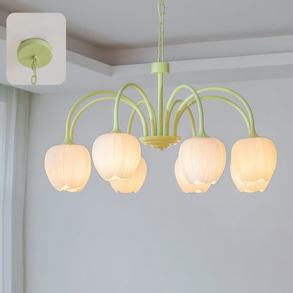 Tulip Matcha Glass Chandelier