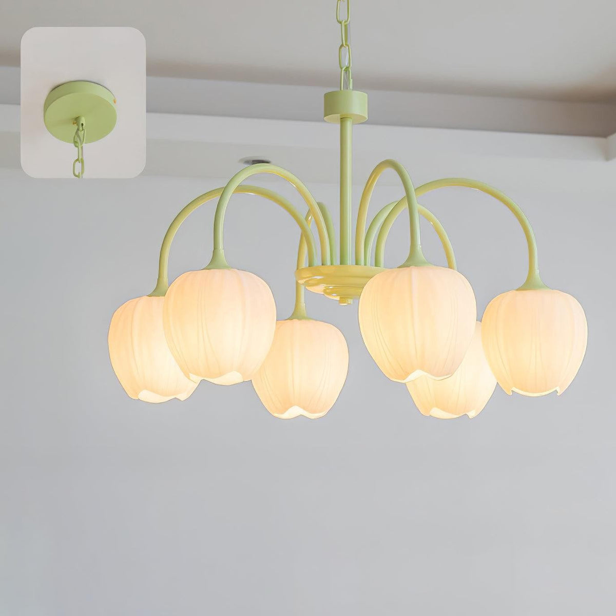 Tulip Matcha Glass Chandelier