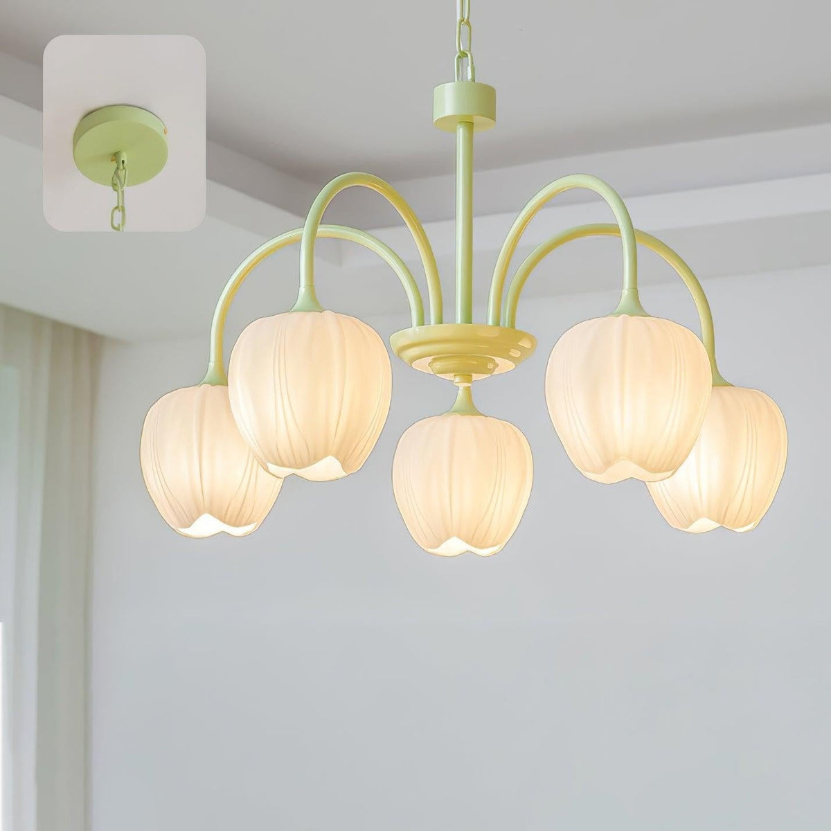 Tulip Matcha Glass Chandelier